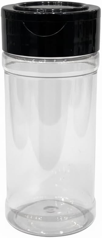 Clear Plastic Spice Shaker Bottle 100ml (6 Pack) – Empty Seasoning Container with Dual Flip Lid, BPA-Free Refillable Spice Jar for Salt, Pepper, Herbs & BBQ Rubs