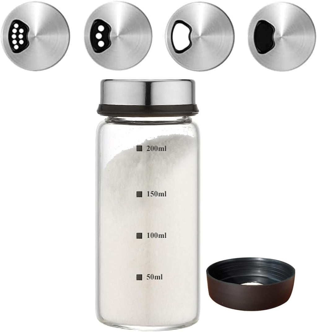 Verdental 7 oz Salt Pepper Shakers with 3 Adjustable Outlet Holes
