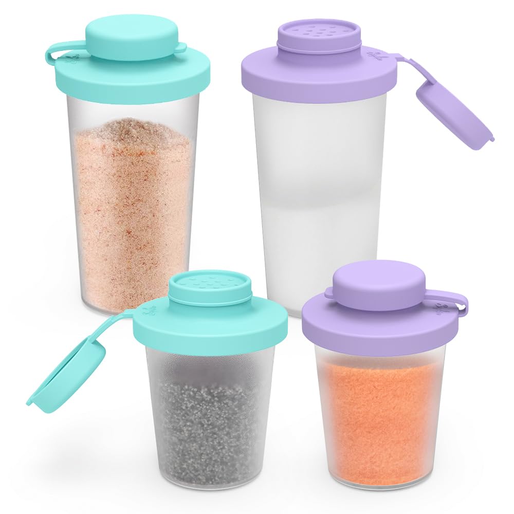 SOPHICO 3.2 & 4.5oz Salt and Pepper Shaker,With Moisture Proof silicone lid