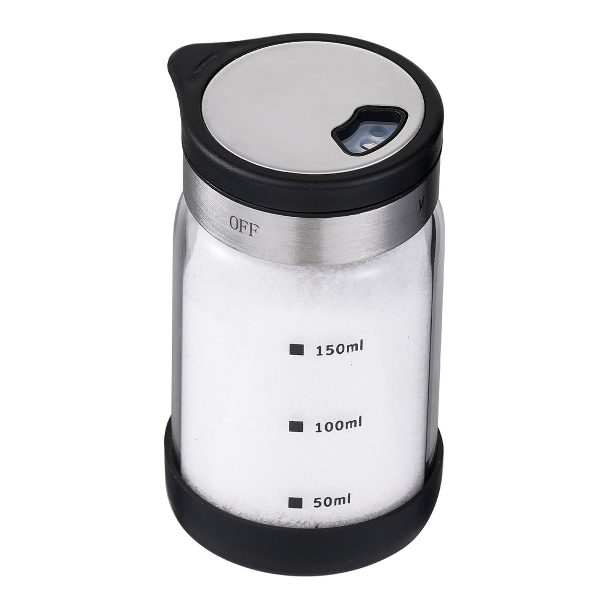 16 oz Salt & Pepper Shaker, 4 Settings, S/M/Pour/OFF, Adjustable Rotary Lid