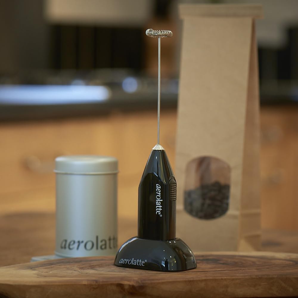 Aerolatte Milk Frother with Counter Stand, The Original Steam-Free Frother, Black