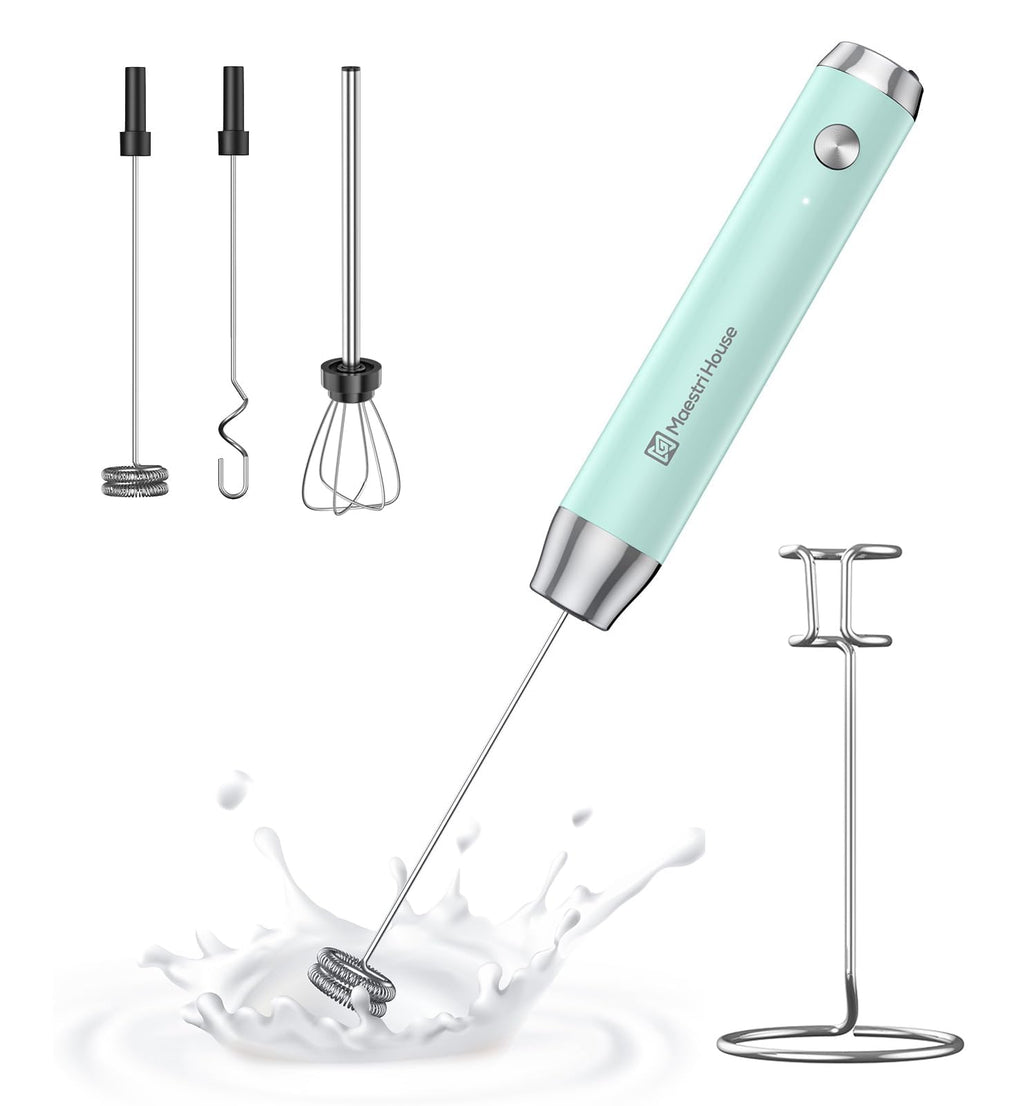 Maestri House Rechargeable Milk Frother,Stand & 3 Detachable Whisks