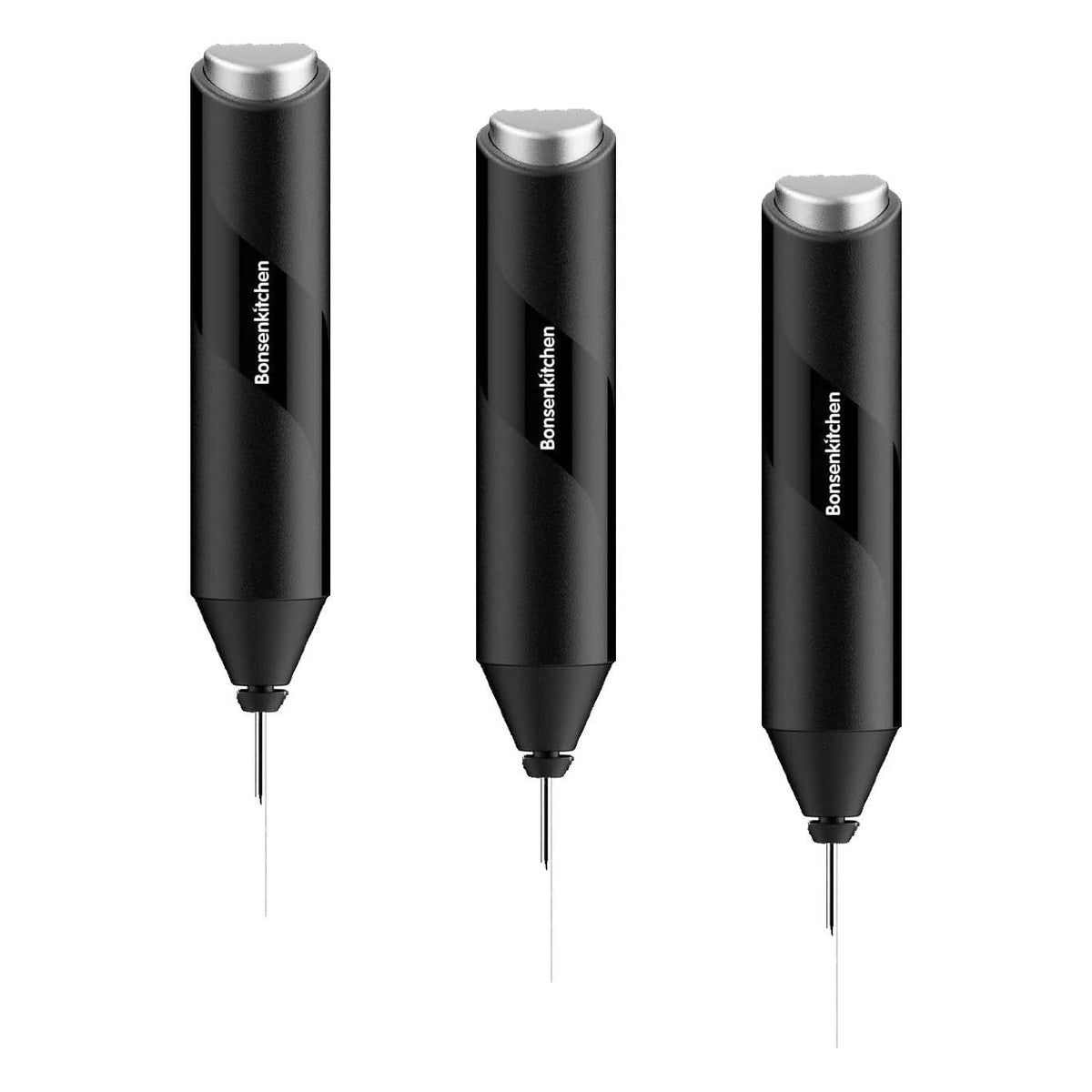 Bonsenkitchen Milk Frother for Coffee, Battery Operated, Black