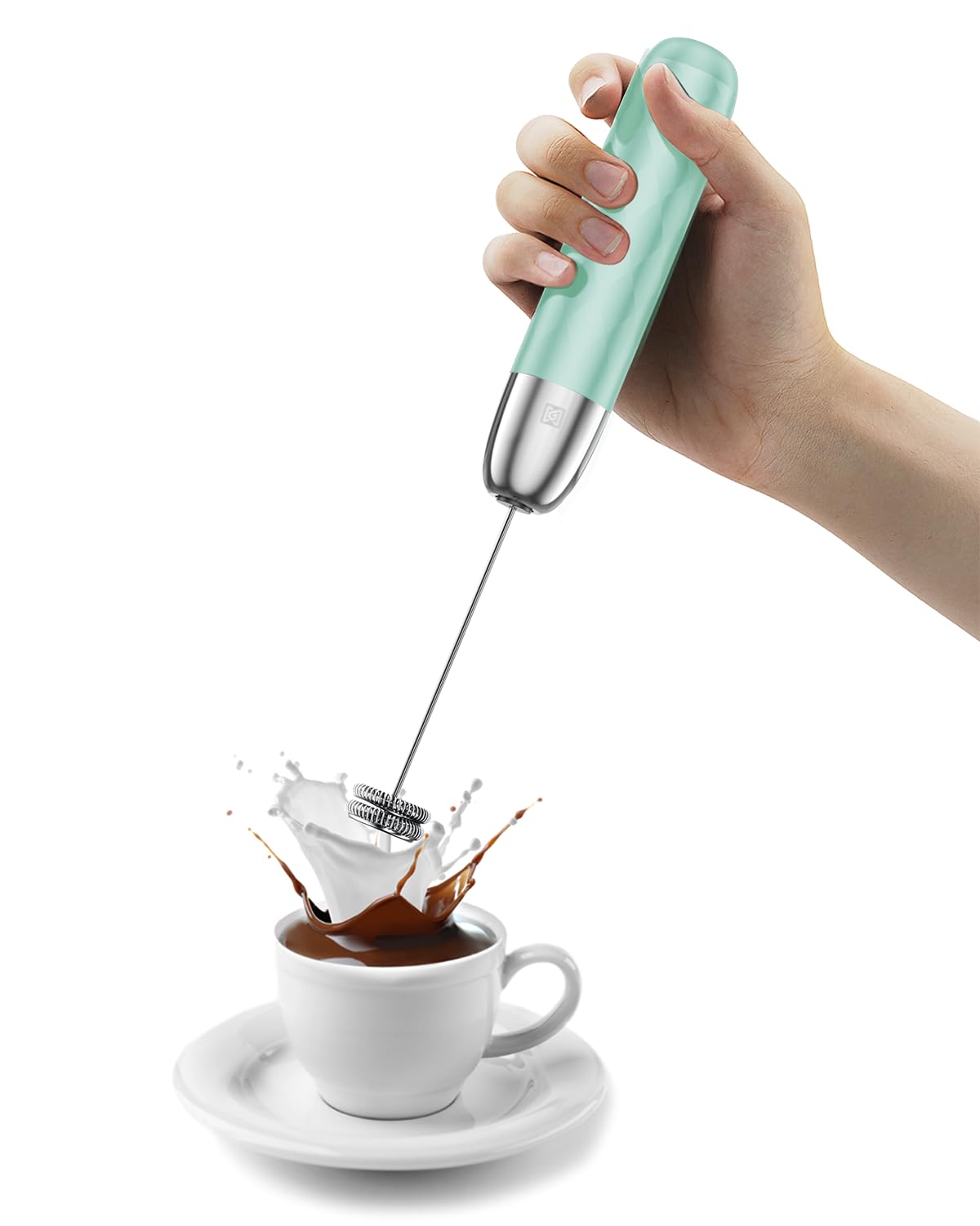 Maestri House Rechargeable Milk Frother, LunaFro Mini with Detachable Wand