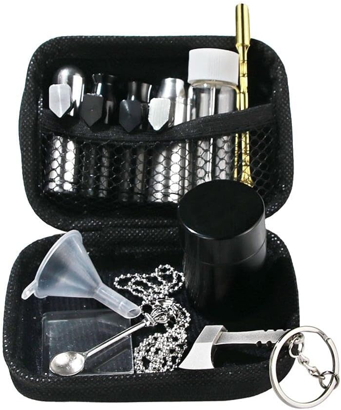 Kitchen Spice Dispenser Set with Storage Pouch (Silver & Black)