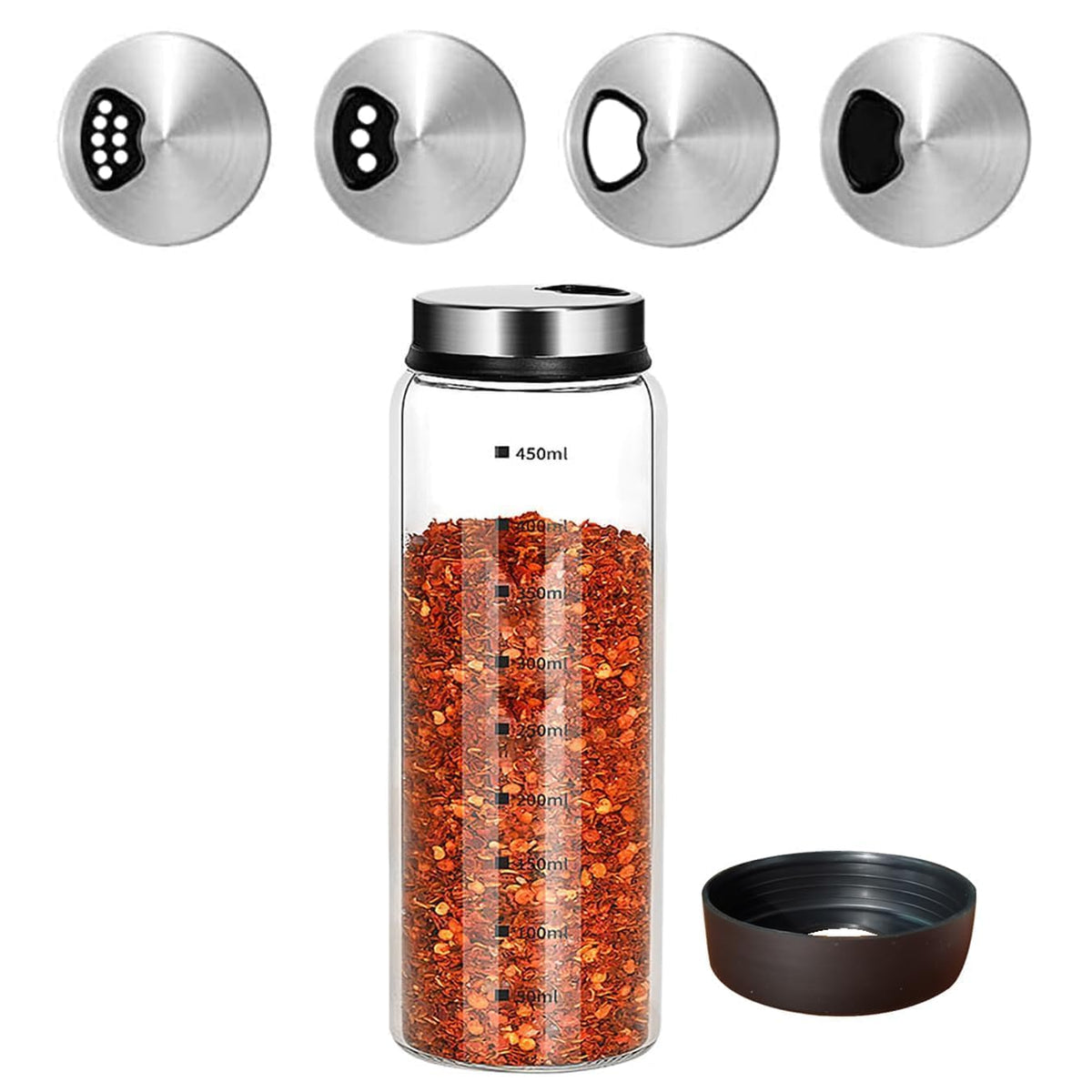 Verdental 7 oz Salt Pepper Shakers with 3 Adjustable Outlet Holes