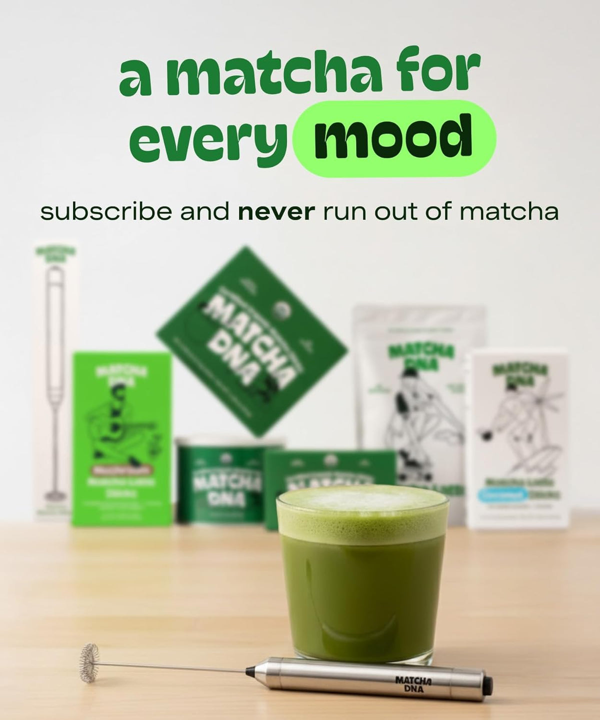 Matcha DNA Handheld Milk Frother Wand, Electric Stainless Steel Whisk Mixer