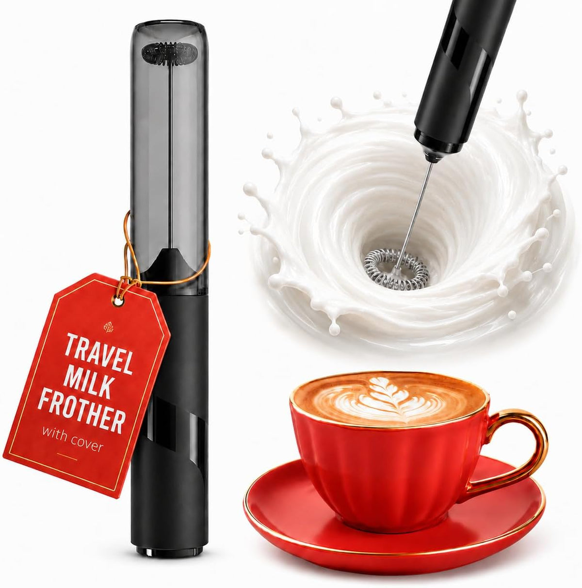 Portable Milk Frother Handheld - Travel Coffee Frother Handheld