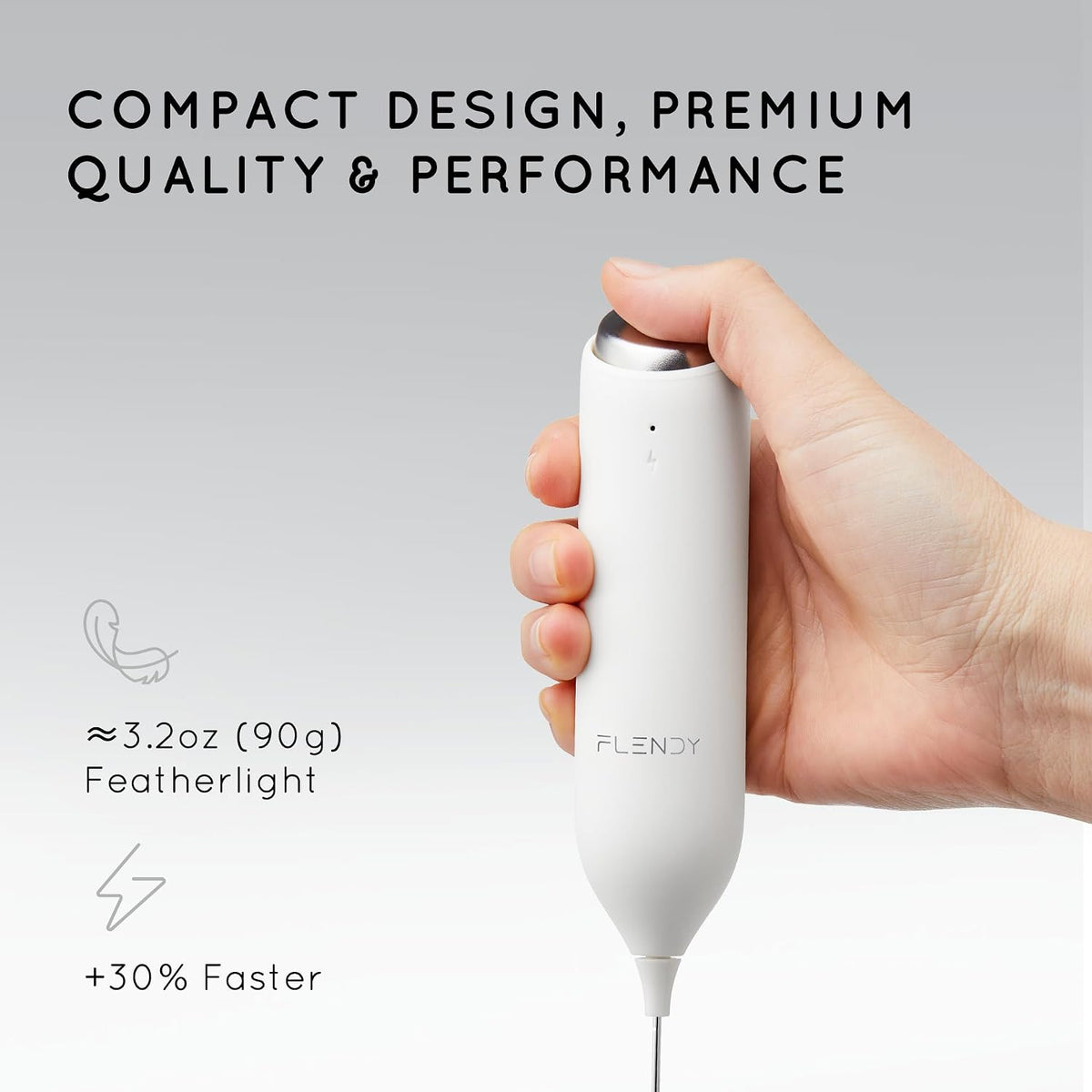 Flendy Rechargeable Milk Frother Handheld with Charging Stand