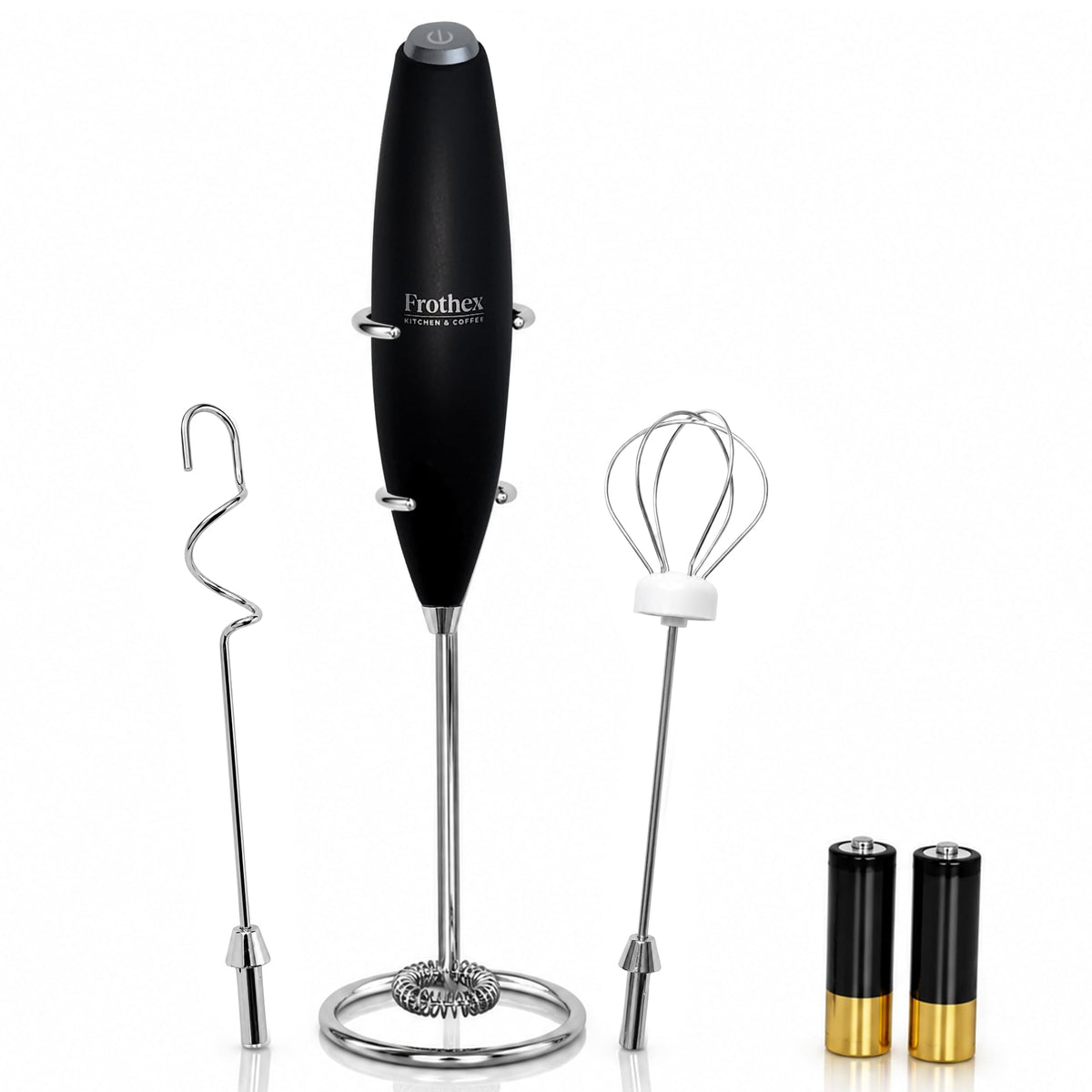 Milk Frother Handheld Electric Whisk with Stand & Batteries Coffee Latte