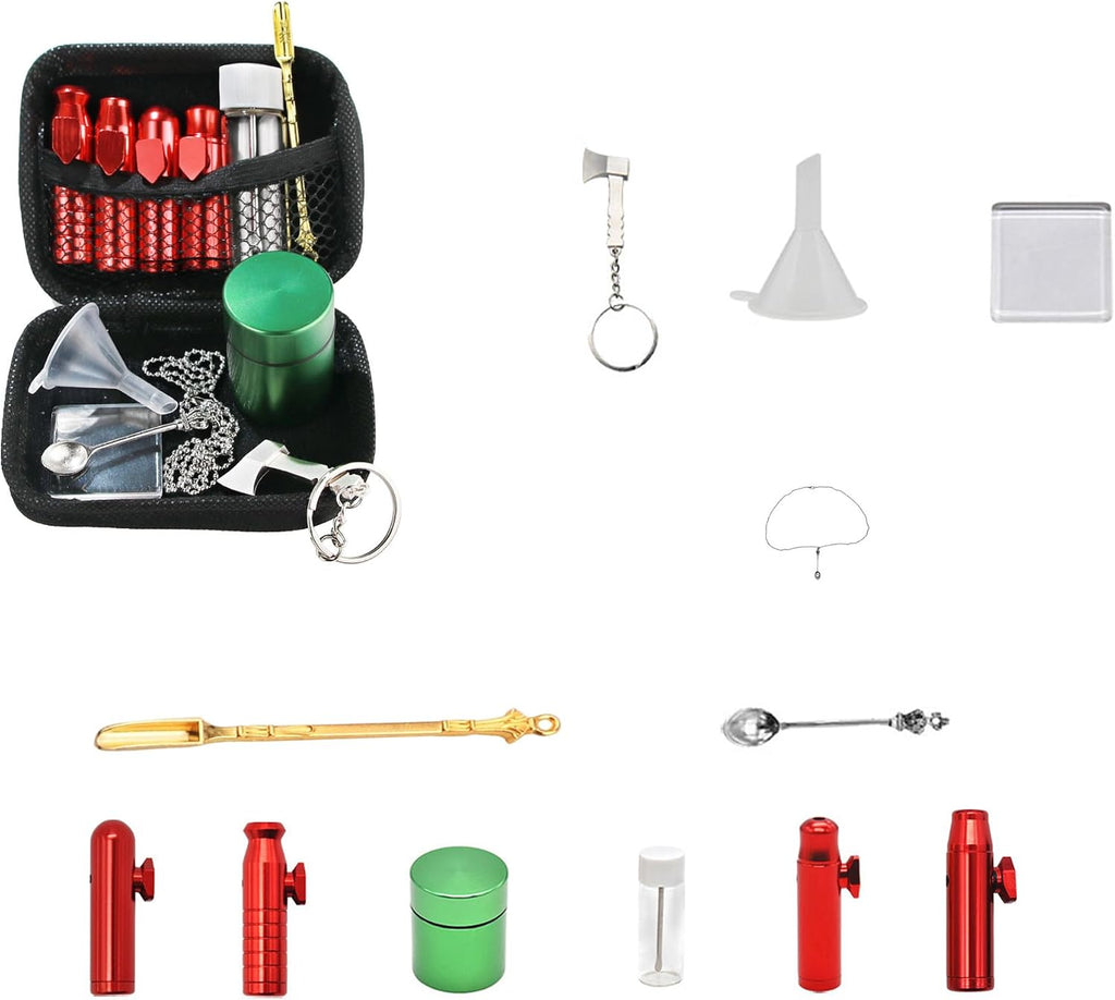 Kitchen Spice Dispenser Set with Pouch – 12Pcs Stainless Steel Spice Jars Airtight, Mini Funnel & Spoon for Camping BBQ Cooking, Space-Saving Seasoning Organizer for Home & Travel (Black)