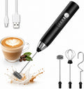 Handheld Milk Frother Wand for Coffee, Electric Whisk with 3 Heads