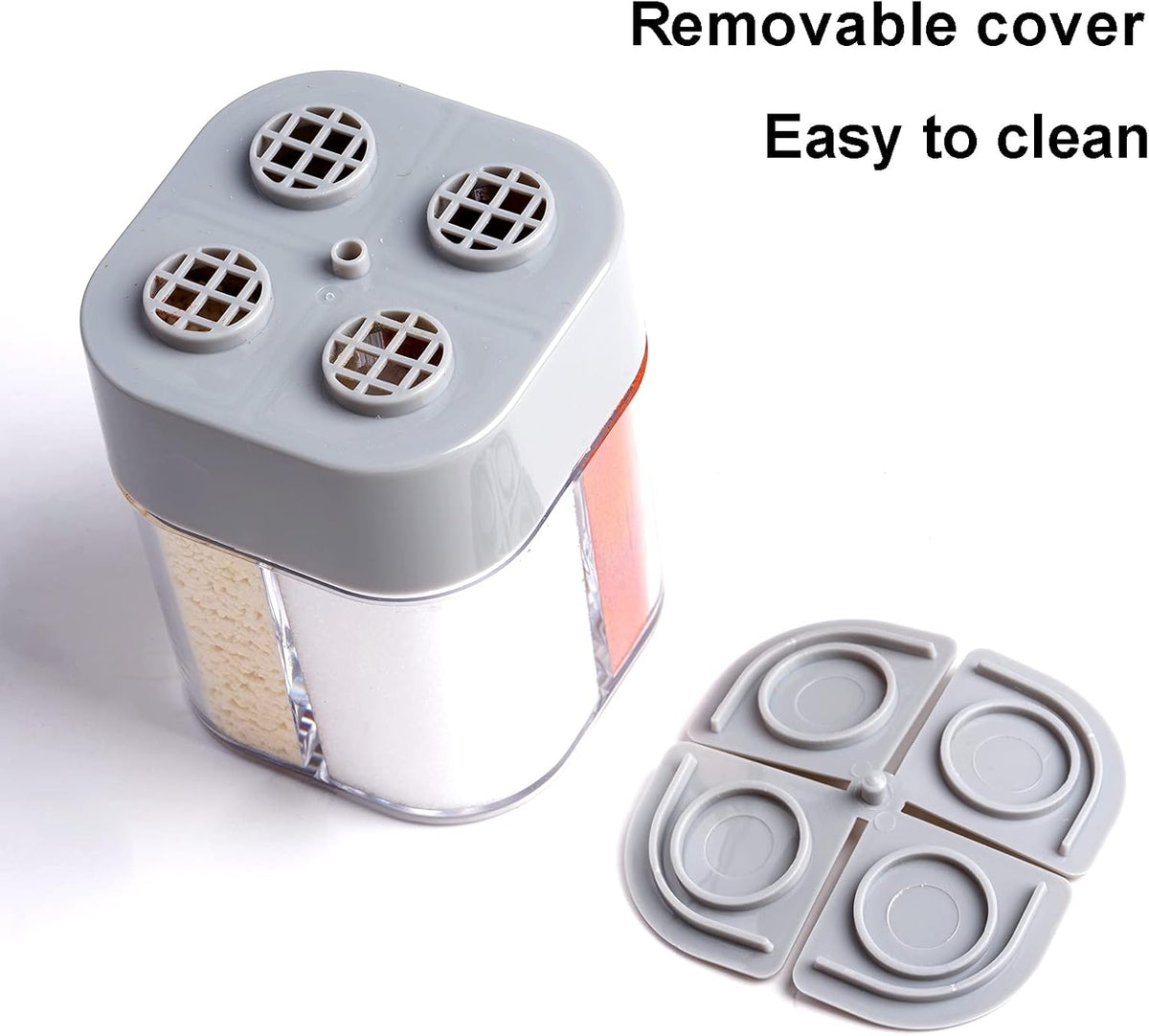 2 Pack Spice Container Salt and Pepper Seasoning Shaker Jars White Grey