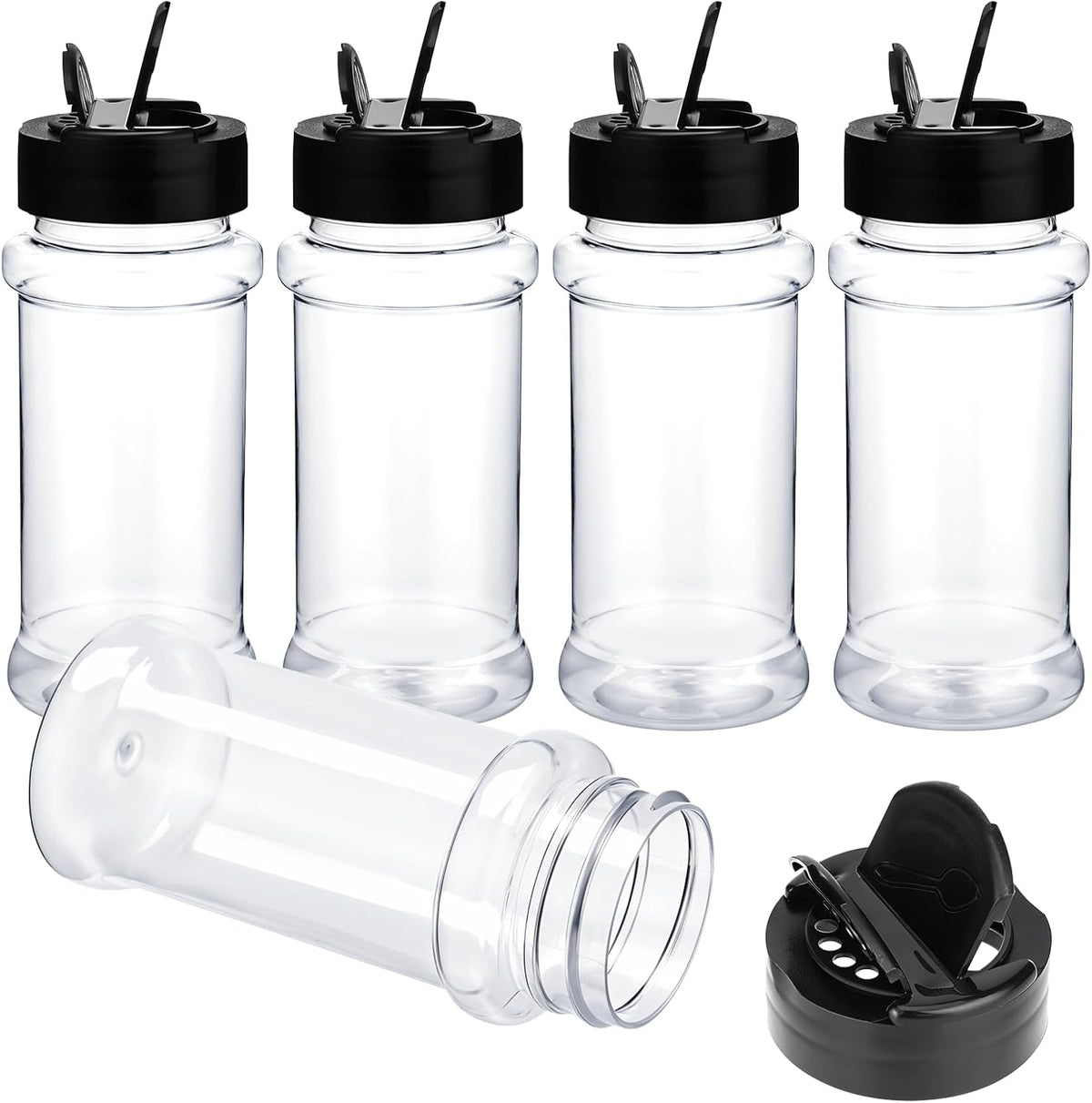 Molain 5 PCS Empty Spice Jars 3oz with Shaker Lids Plastic Seasoning Containers Clear Seasoning Bottles to Pour or Shake for Spice, Powders, Peppers, Salt for Spice Rack, Drawer, Cabinet