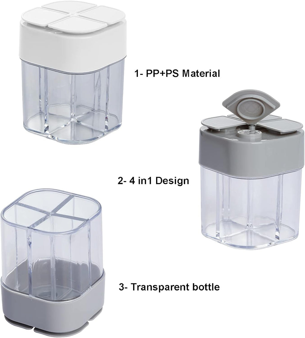 2 Pack Spice Container Salt and Pepper Seasoning Shaker Jars White Grey