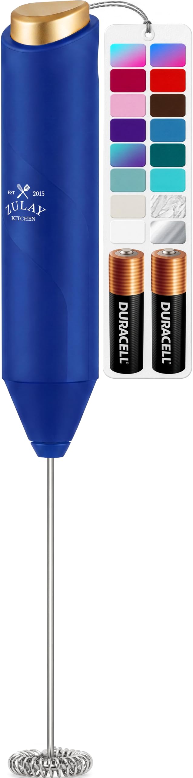 Zulay Kitchen Powerful Milk Frother Wand With Duracell Batteries - Ultra Fast Handheld Drink Mixer - Electric Whisk Foam Maker for Coffee, Lattes, Cappuccino & Matcha - Z1 Motor - Black