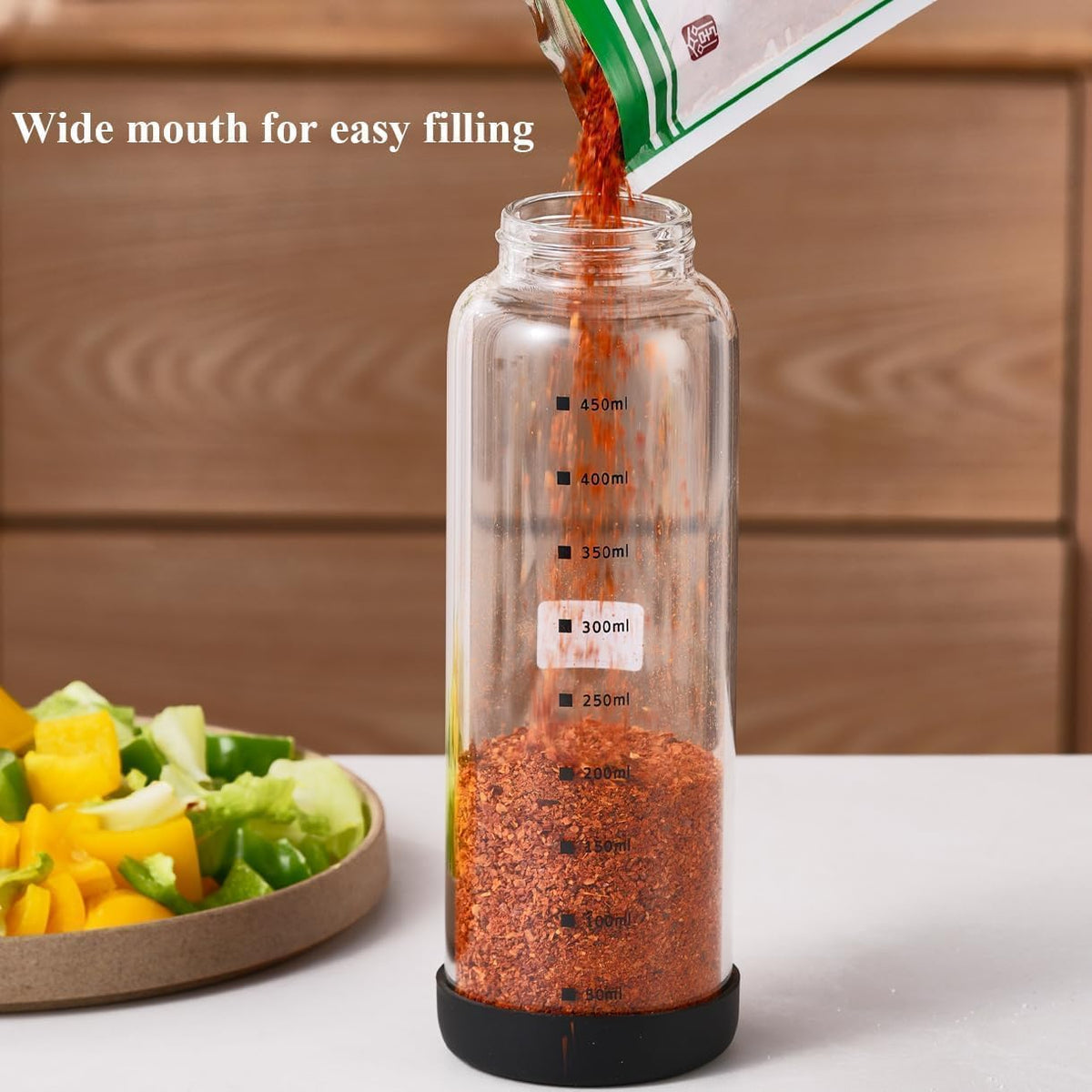 16 oz Salt & Pepper Shaker, 4 Settings, S/M/Pour/OFF, Adjustable Rotary Lid