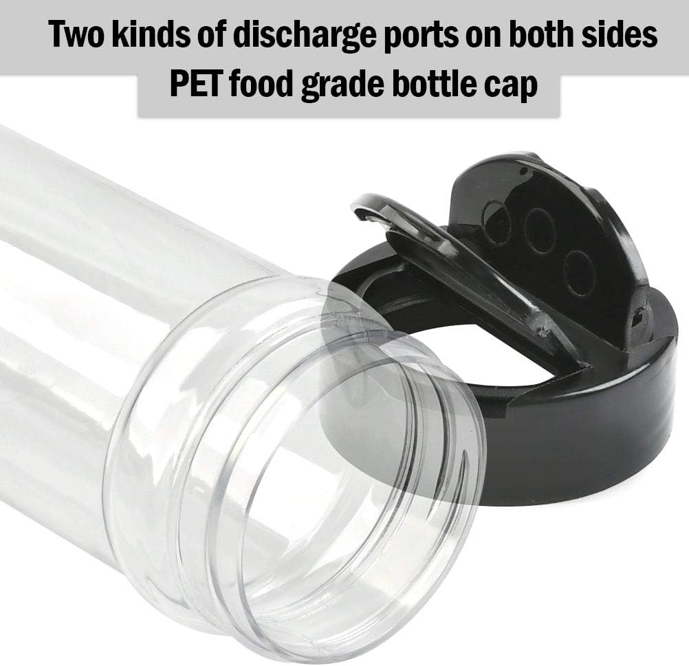 12 Pack Plastic Spice Containers, 8oz Plastic Spice Jars with Black Cap, Plastic Spice Bottles With Shaker Lids, Empty Seasoning Bottles Plastic Seasoning Containers for Spice, Herbs and Powders