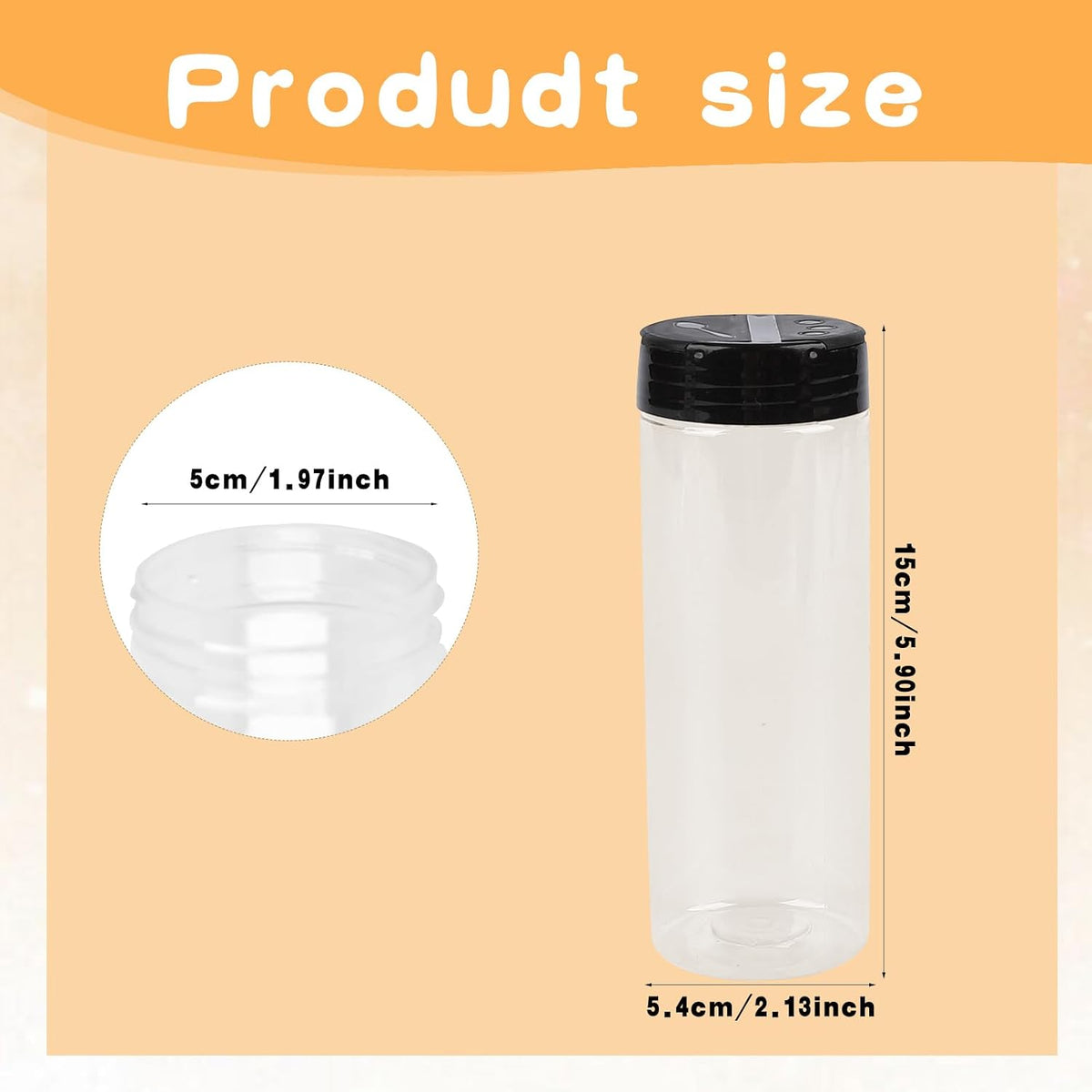 15 Pack 8.5 oz Plastic Spice Jars with Shaker Lids