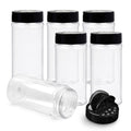 Plastic Spice Jars Bottle Containers with Black Cap, 16 Oz, 6 Pack