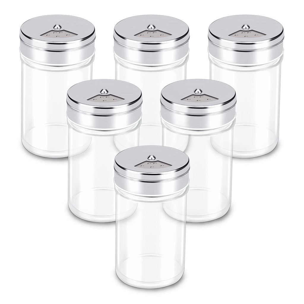 Segarty Spice Jars, 3 Pack 3 oz Spice Bottles with Shaker Lids, Glass Empty Seasoning Containers with Adjustable Pour Holes for Kitchen Spice Storage Stainless Steel Flow Top Salt and Pepper Shakers
