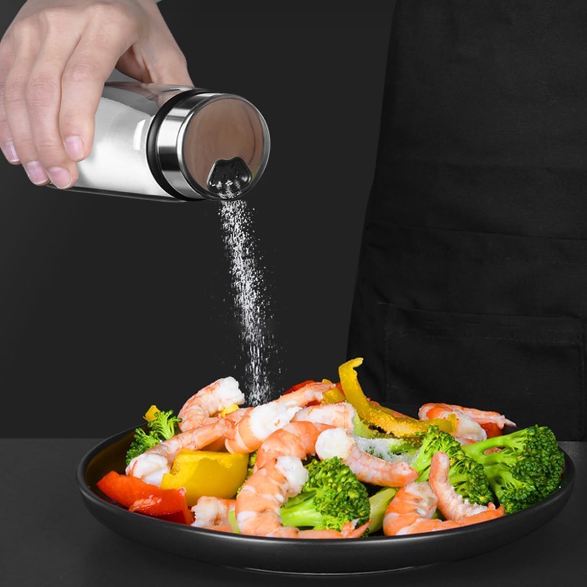 Verdental 7 oz Salt Pepper Shakers with 3 Adjustable Outlet Holes