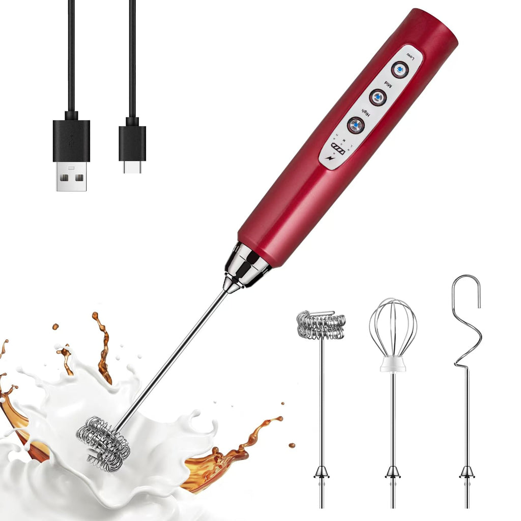 YUSWKO Handheld Milk Frother Wand for Coffee, Rechargeable Electric Whisk