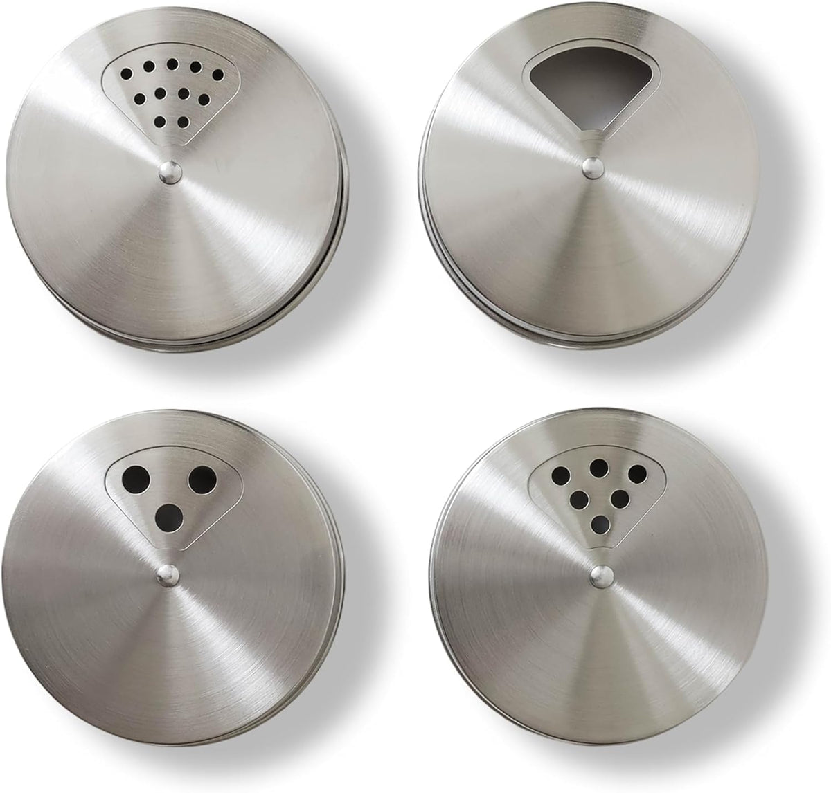 Mason Jar Shaker Lids Stainless Steel – Adjustable Spice & Seasoning Dispenser Tops for Regular Mouth Ball Canning Jars (4 Pack)