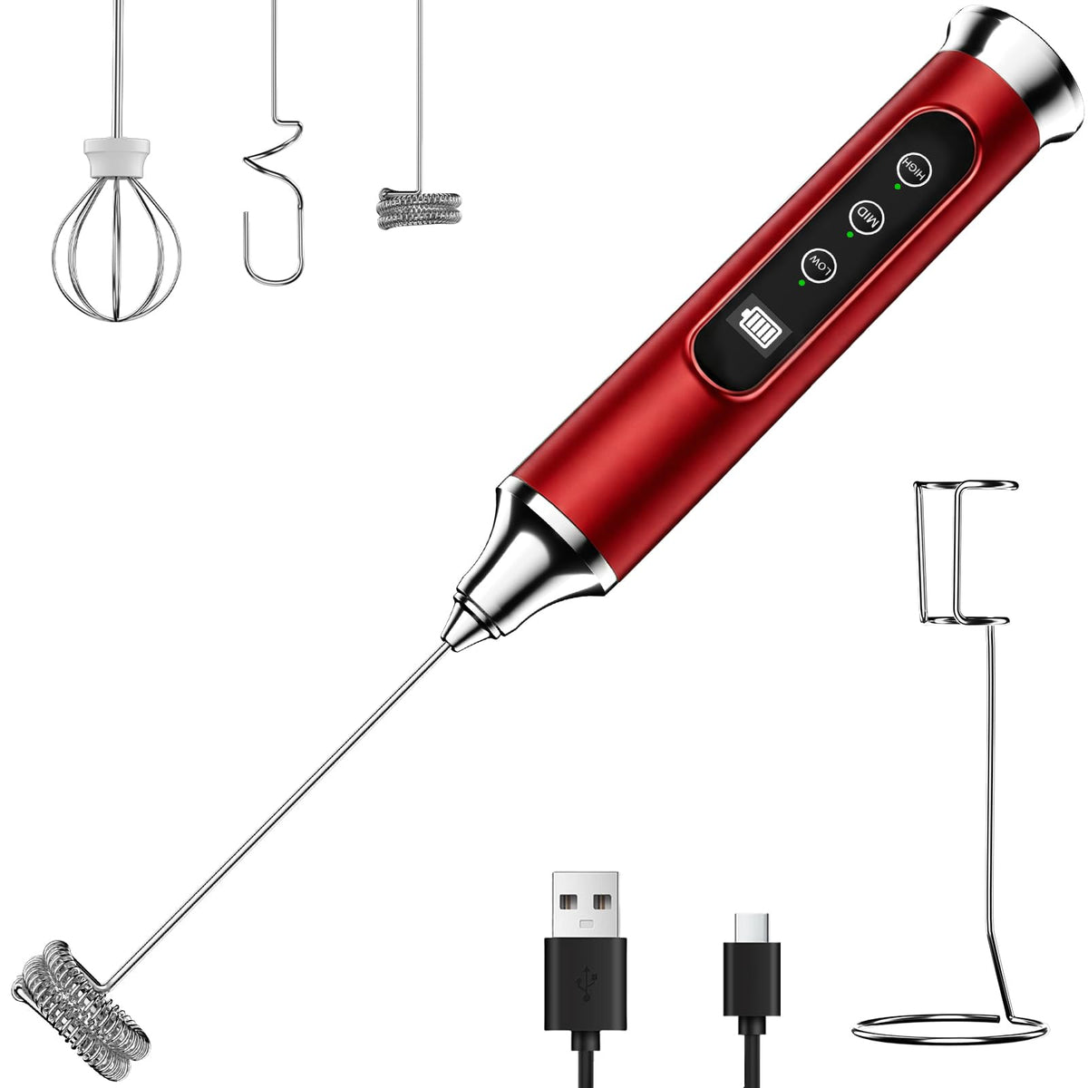 YUSWKO Milk Frother Wand for Coffee, Coffee Frother Handheld Drink Mixer