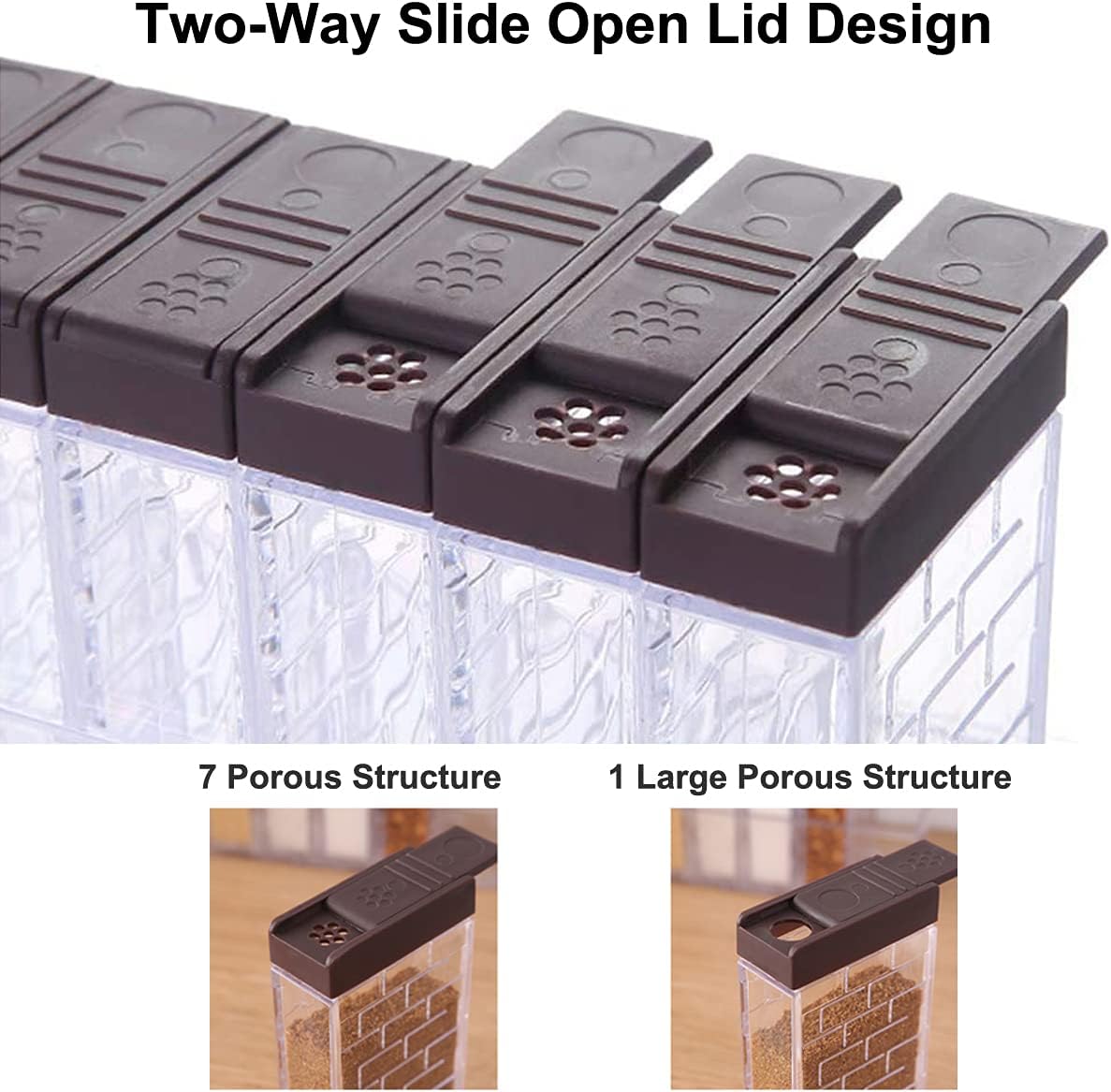 12 PCS Spice Shaker Jars, Salt and Pepper Shakers Set, Seasoning Shaker Boxes Condiment Set, Plastic Spice Dispenser Cases Clear Seasoning Storage Container Bottles with Lid & Tray (#A)
