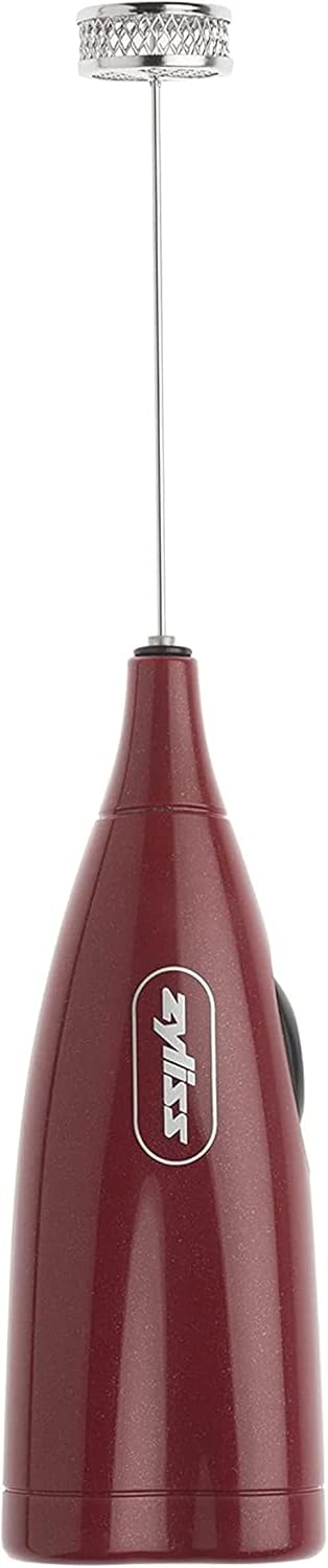 Zyliss Handheld Electric Milk Frother Wand - Versatile Drink Mixer - Frother for Coffee, Cappuccinos, Lattes or Shakes for Perfect Foam, Hot or Cold - Red