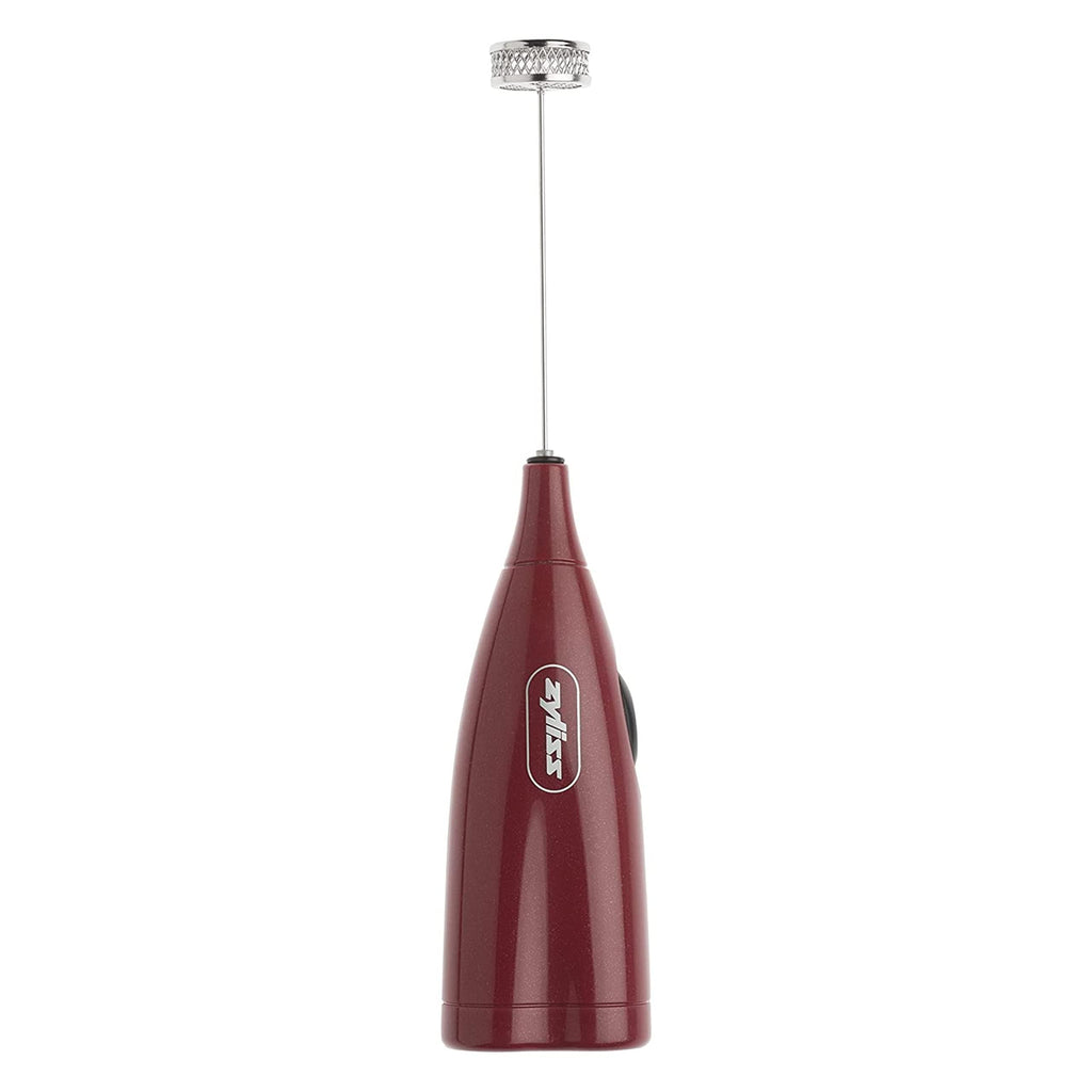 Zyliss Handheld Electric Milk Frother Wand - Versatile Drink Mixer - Frother for Coffee, Cappuccinos, Lattes or Shakes for Perfect Foam, Hot or Cold - Red