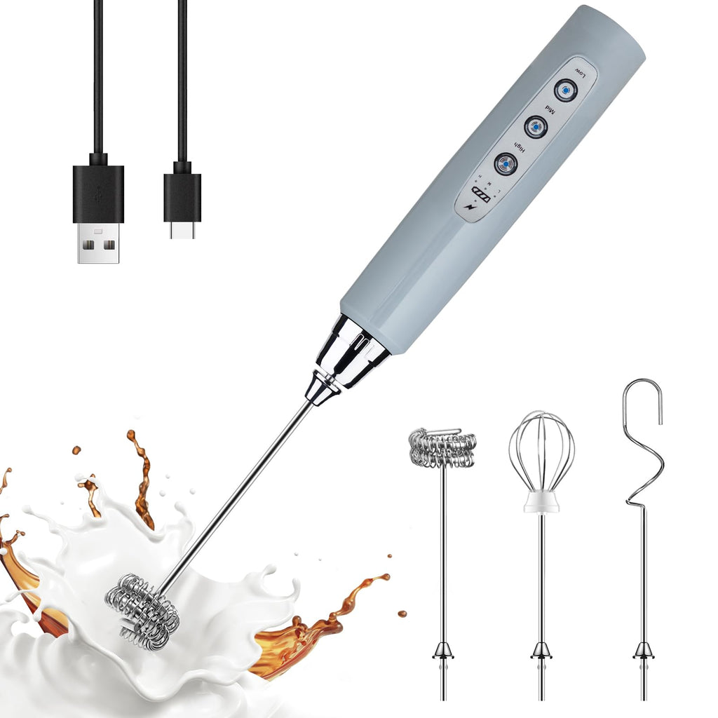 YUSWKO Handheld Milk Frother Wand for Coffee, Rechargeable Electric Whisk