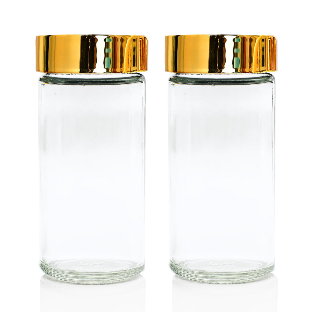 Tianifa 2 Pcs Black Spice Jars, 3 oz Glass Seasoning Bottles, Spices Container, Empty Spice Jars, Round Spice Bottles with Airtight Plastic Caps with Shaker Lids (2, clear)