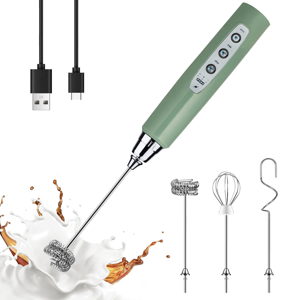 YUSWKO Handheld Milk Frother Wand for Coffee, Rechargeable Electric Whisk