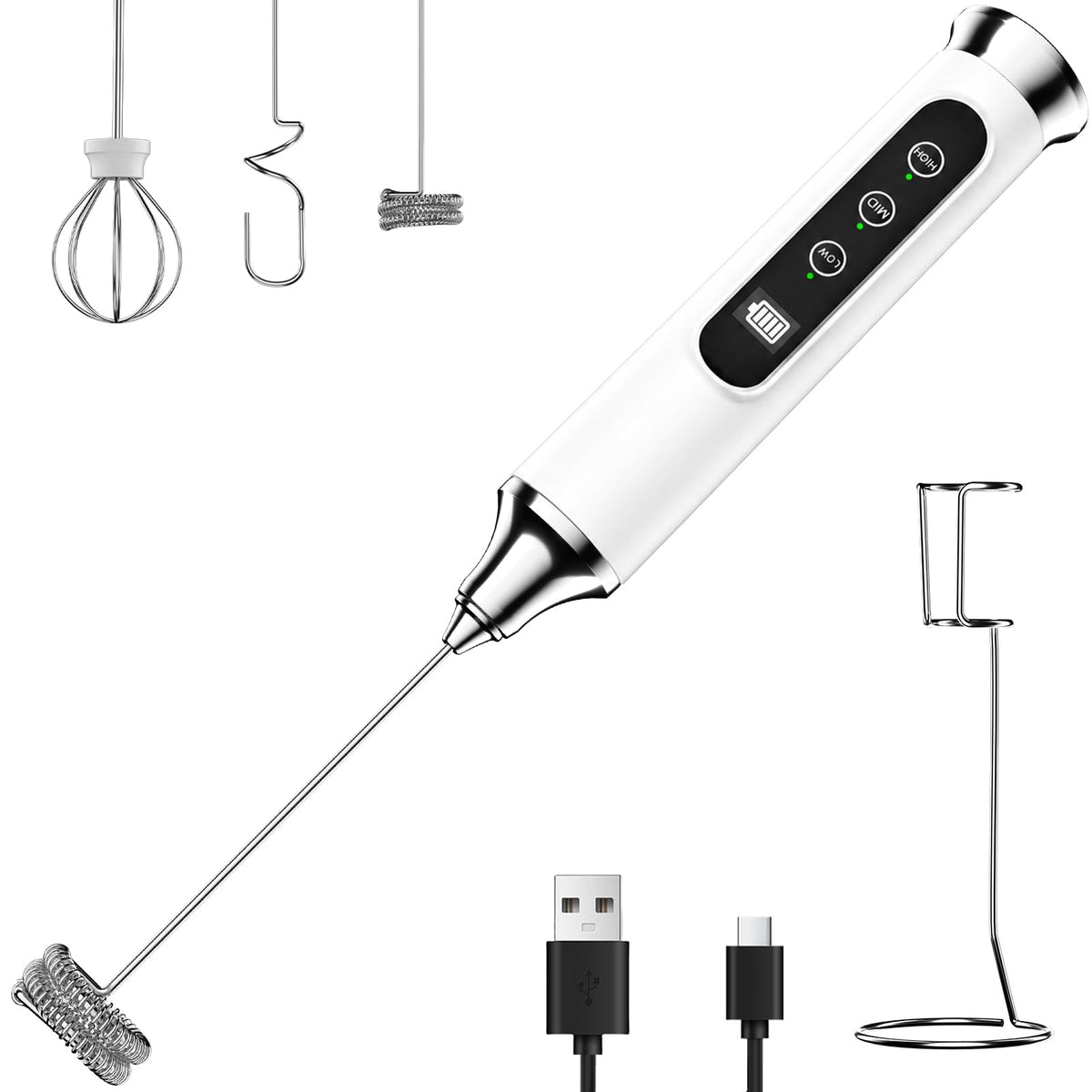YUSWKO Milk Frother Wand for Coffee, Coffee Frother Handheld Drink Mixer