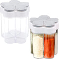2 PCS Travel Spice Jars, 5-in-1 Seasoning Containers, Clear Plastic Condiment Bottle for Camping, Hiking, BBQ, Picnic