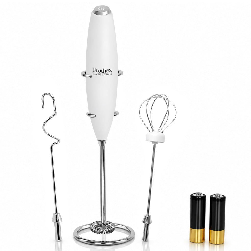 Milk Frother Handheld Electric Whisk with Stand & Batteries Coffee Latte