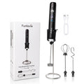 Rechargeable Handheld Milk Frother Wand with 3 Detachable Heads