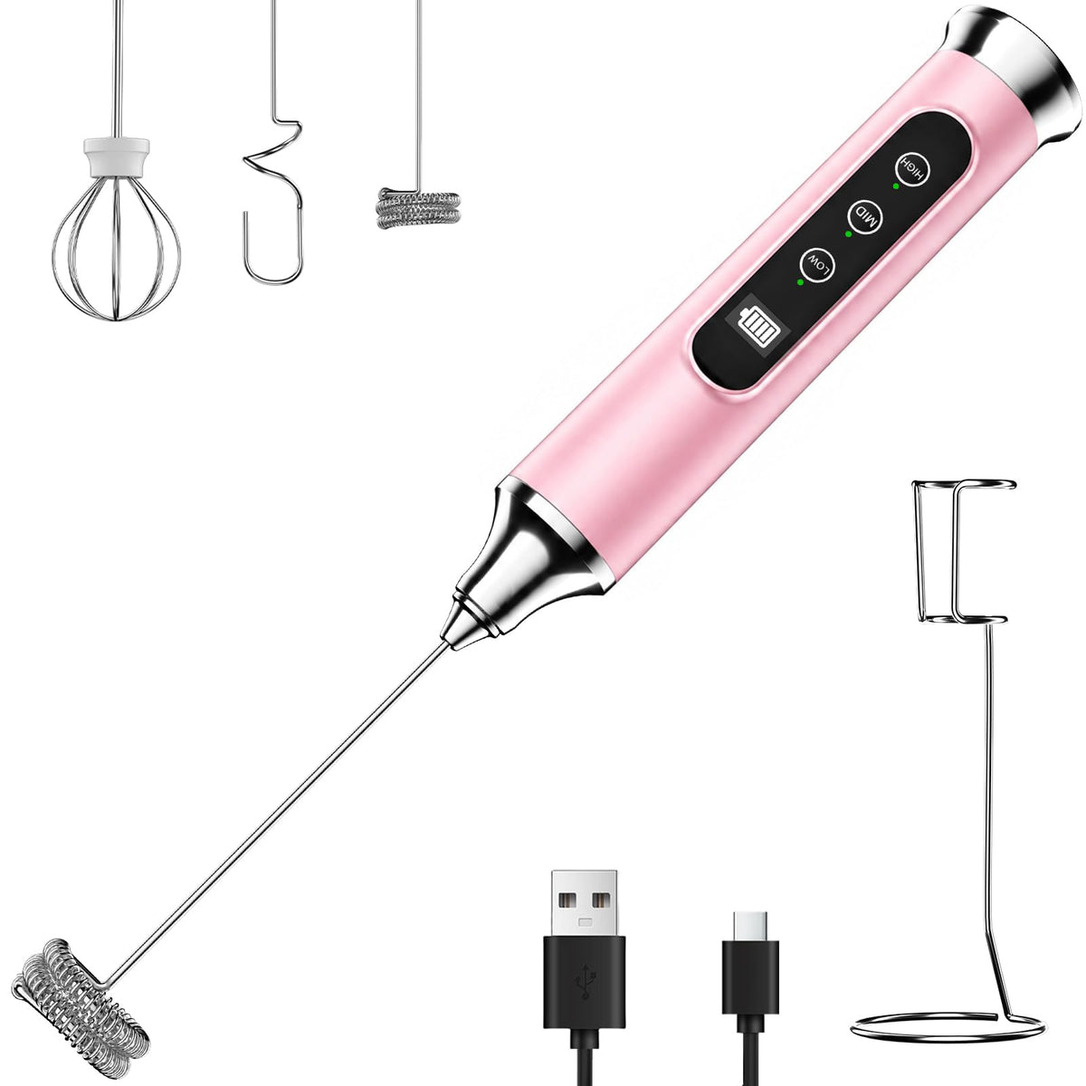 YUSWKO Milk Frother Wand for Coffee, Coffee Frother Handheld Drink Mixer