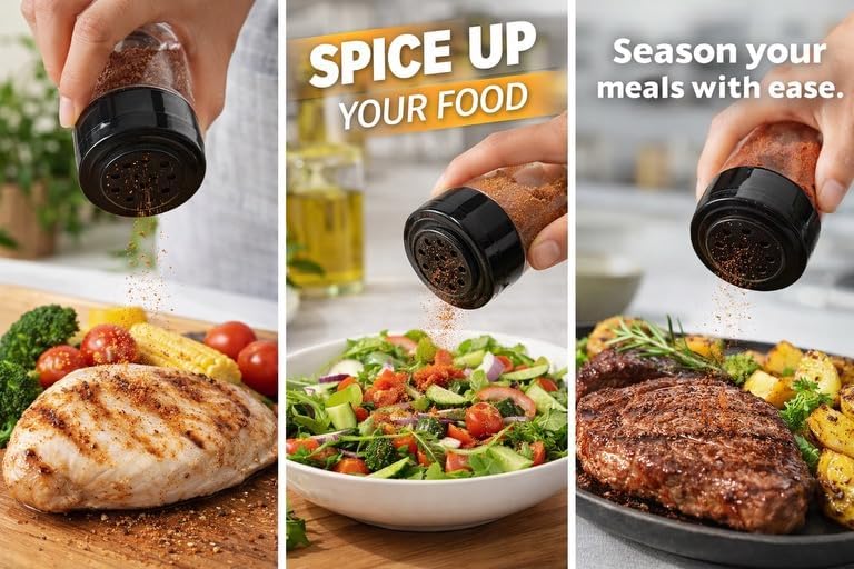 Clear Plastic Spice Shaker Bottle 100ml (6 Pack) – Empty Seasoning Container with Dual Flip Lid, BPA-Free Refillable Spice Jar for Salt, Pepper, Herbs & BBQ Rubs