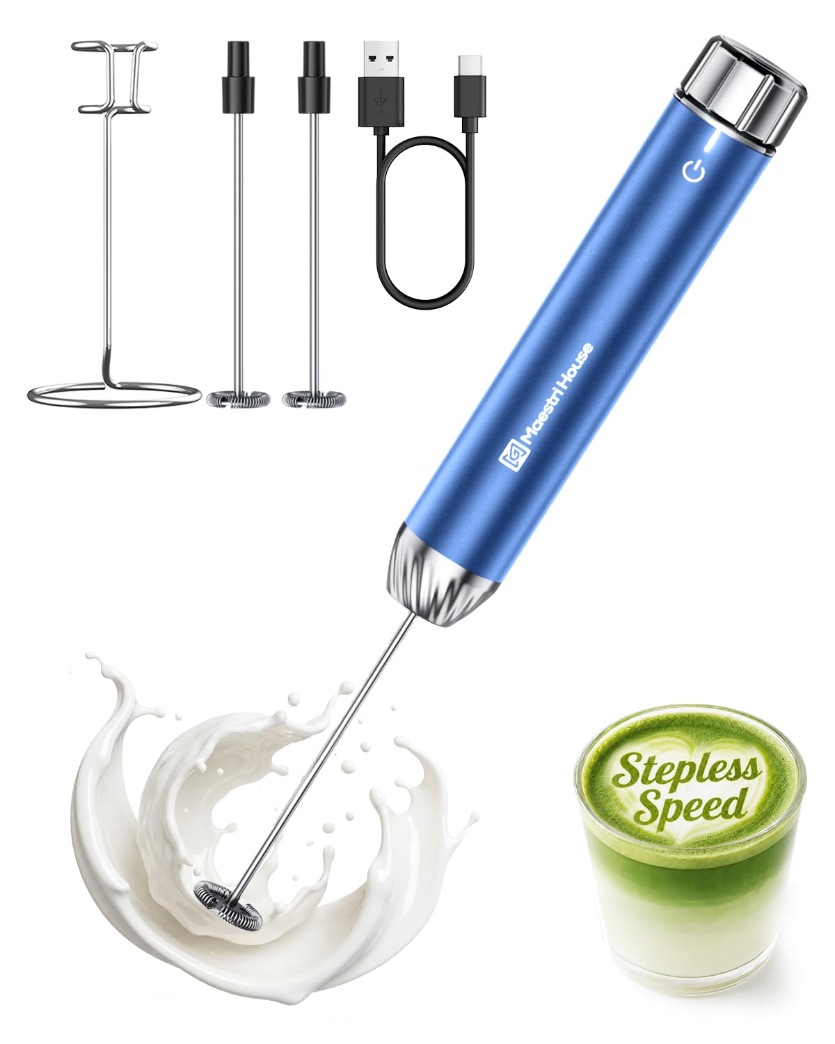 Maestri House LunaFro Max Rechargeable Milk Frother,Stepless Speed Control