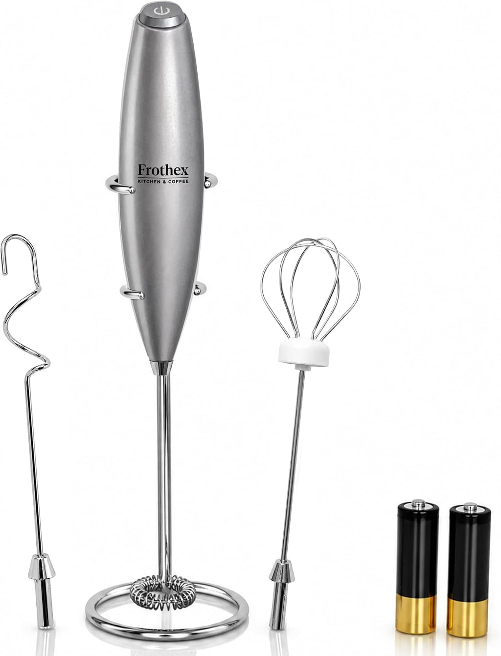 Milk Frother Handheld Electric Whisk with Stand & Batteries Coffee Latte
