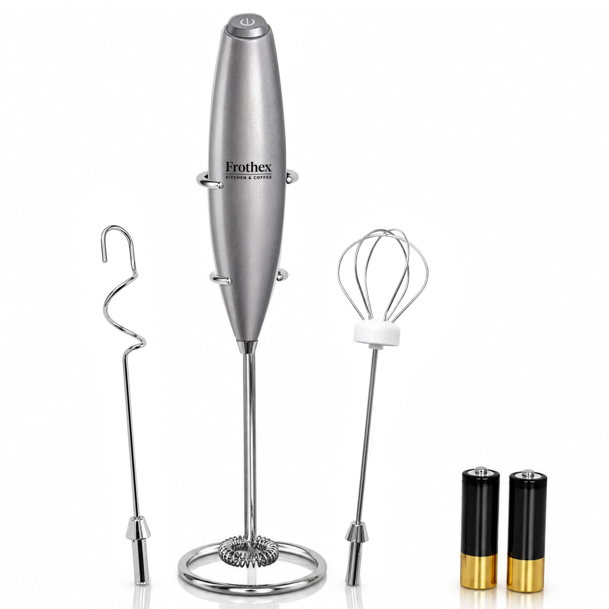 Milk Frother Handheld Electric Whisk with Stand & Batteries Coffee Latte