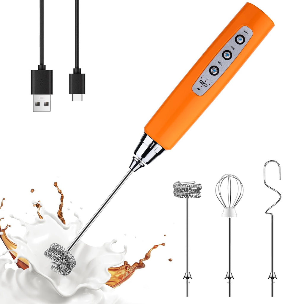 YUSWKO Handheld Milk Frother Wand for Coffee, Rechargeable Electric Whisk