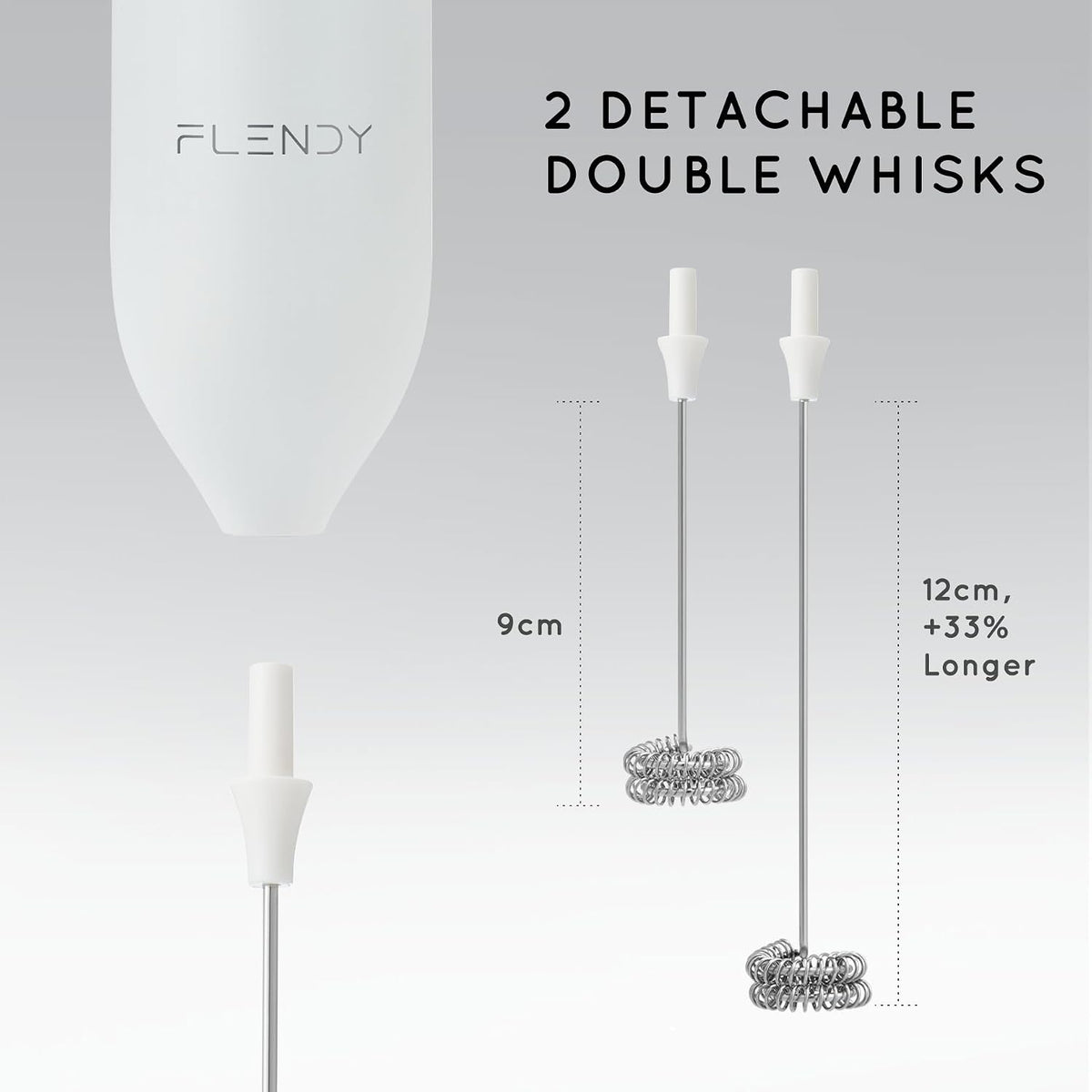Flendy Rechargeable Milk Frother Handheld with Charging Stand