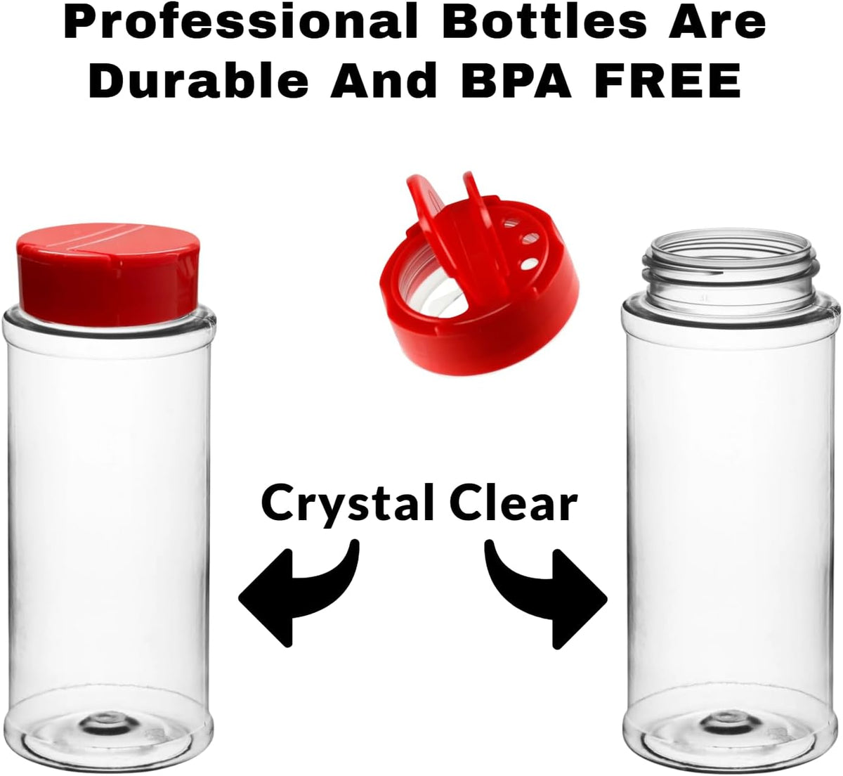 Skyway Supreme 12 OZ Plastic Spice Bottles Seasoning Containers Jars - Flap Cap Pour and Sifter Spice Shaker - Refillable Perfect For BBQ Rub Herbs - BPA Free - Set of 3 - Large Durable