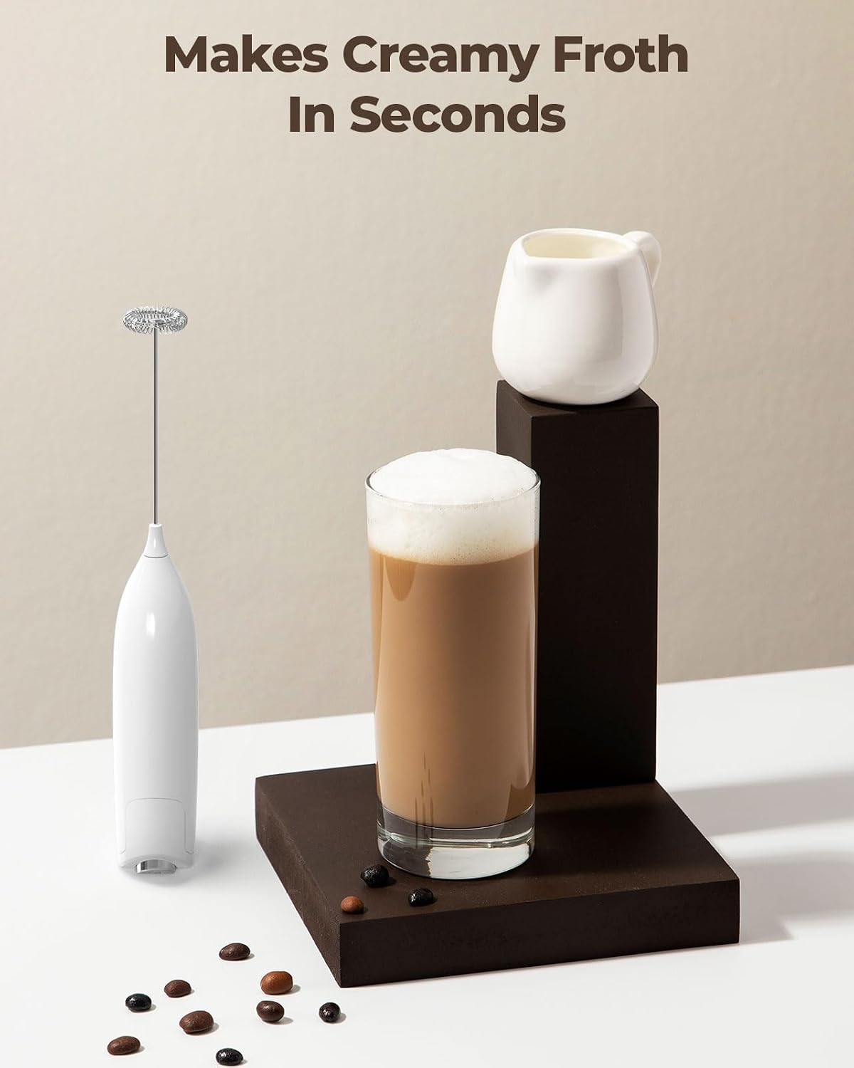SIMPLETASTE Milk Frother Handheld Electric Foam Maker Battery Operated