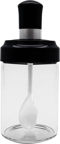 EIKS Condiment Pots with Spoon and Lid, Clear Glass Spice Jars