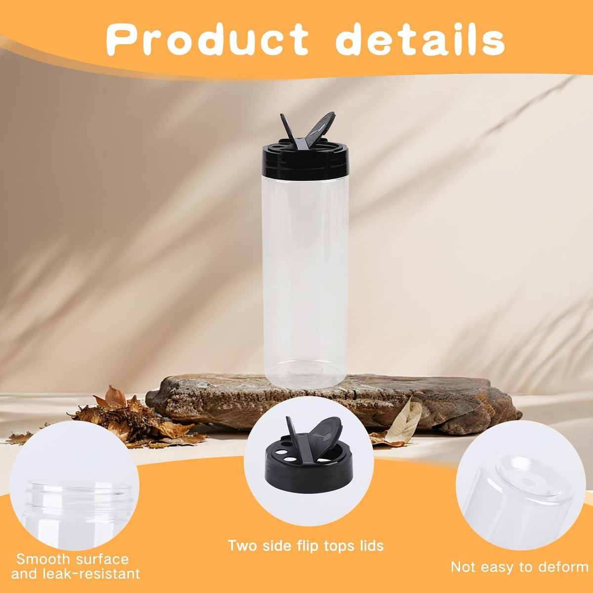 15 Pack 8.5 oz Plastic Spice Jars with Shaker Lids